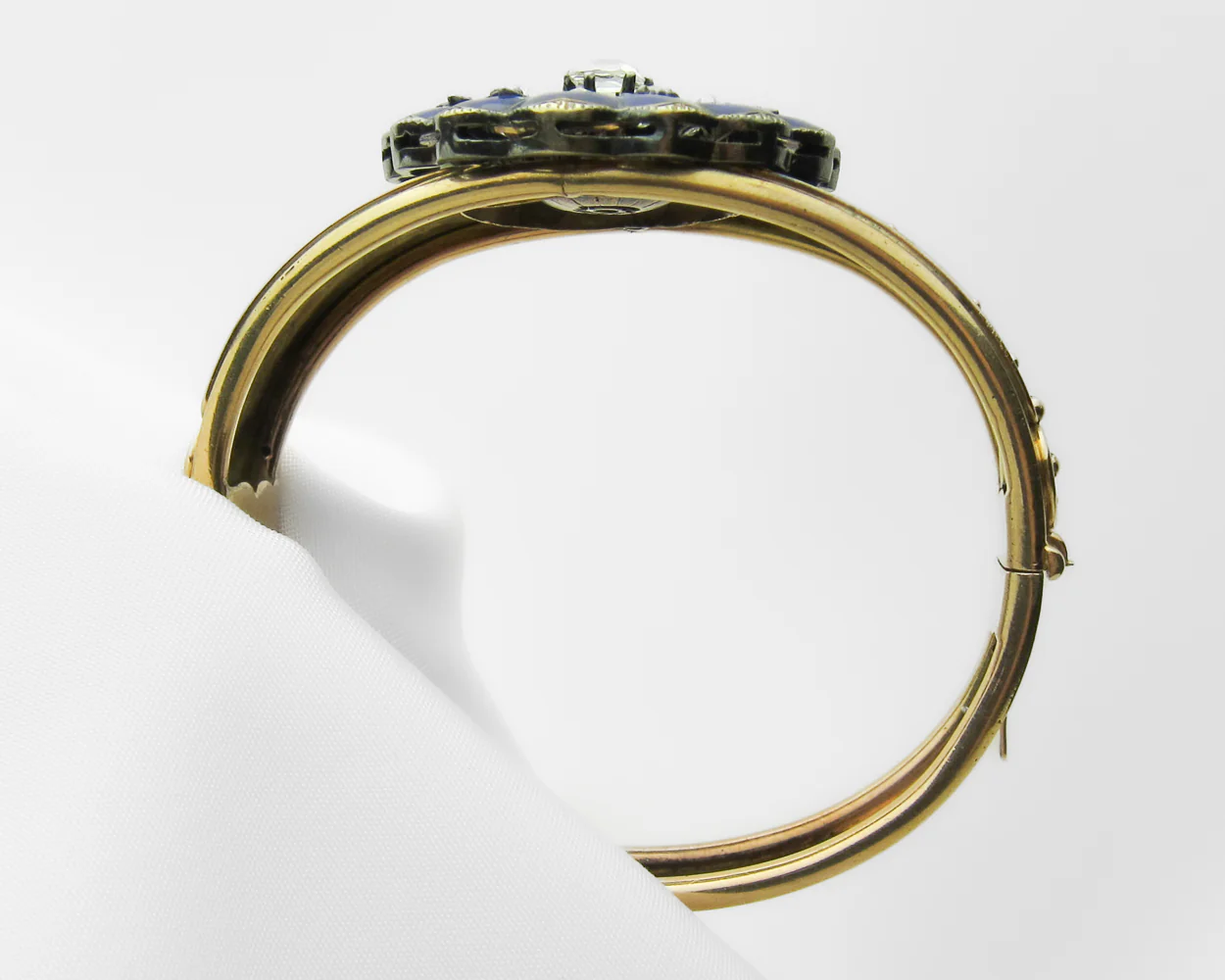 Victorian Blue Enamel & Diamond Starburst Bracelet - Image 4