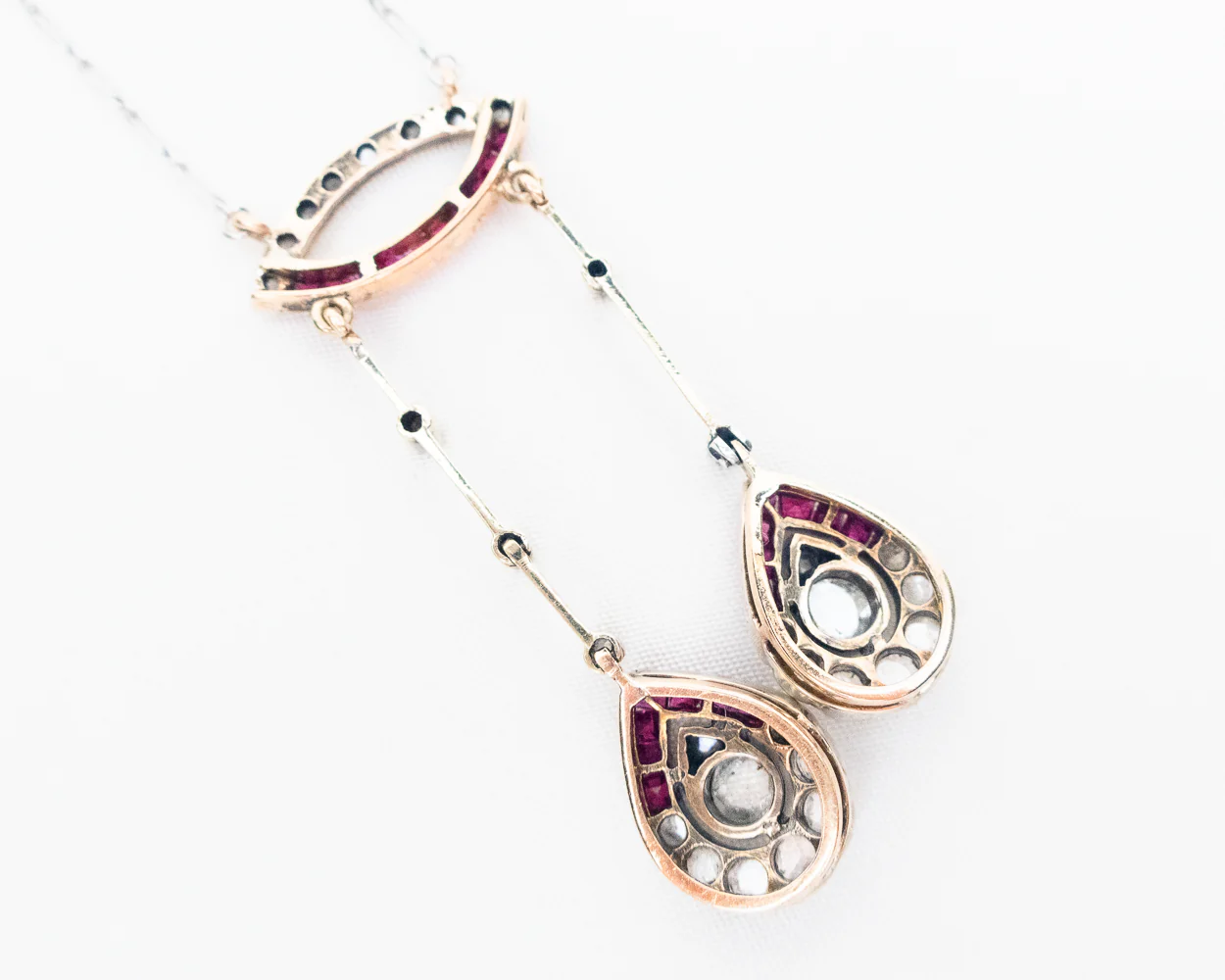 Edwardian Diamond & Synthetic Ruby Negligee Necklace - Image 4