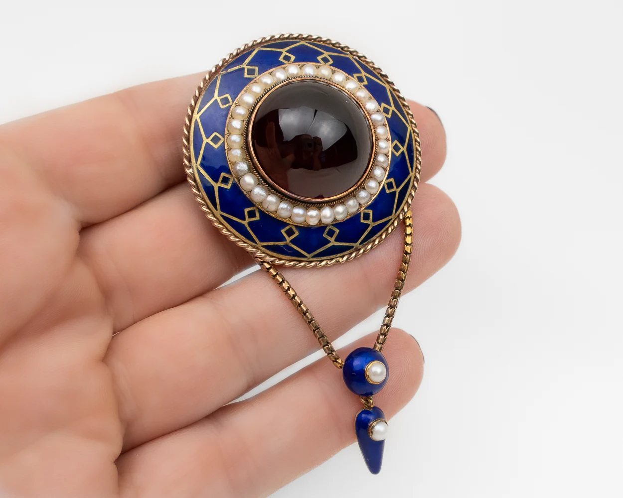 Victorian Garnet Mourning Brooch - Image 5