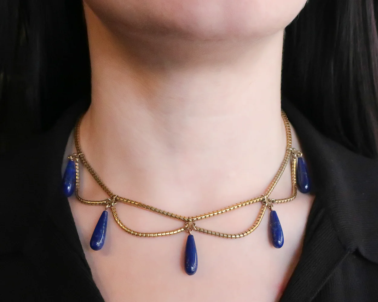 Victorian Lapis Festoon Necklace - Image 5