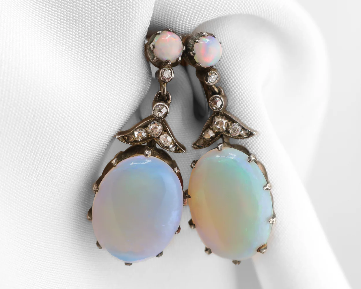 Victorian Opal & Diamond Earrings