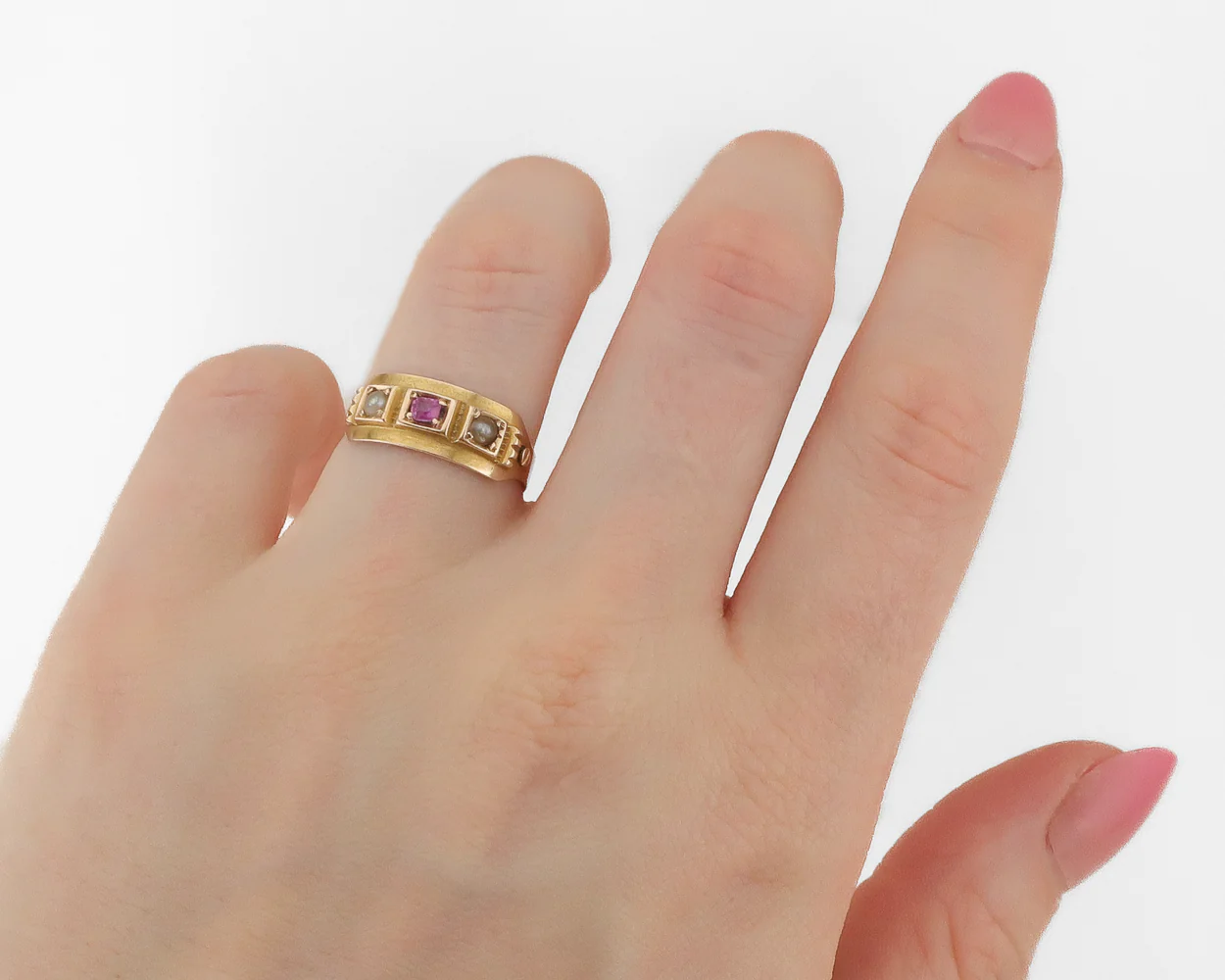 Victorian Pearl & Ruby Ring - Image 3
