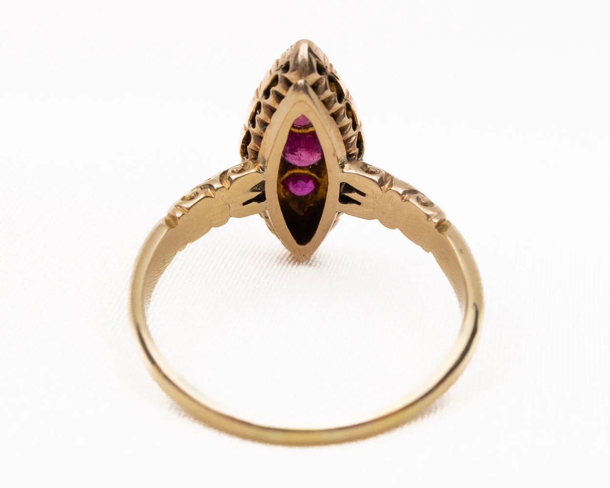 Victorian Ruby & Pearl Navette Ring - Image 4