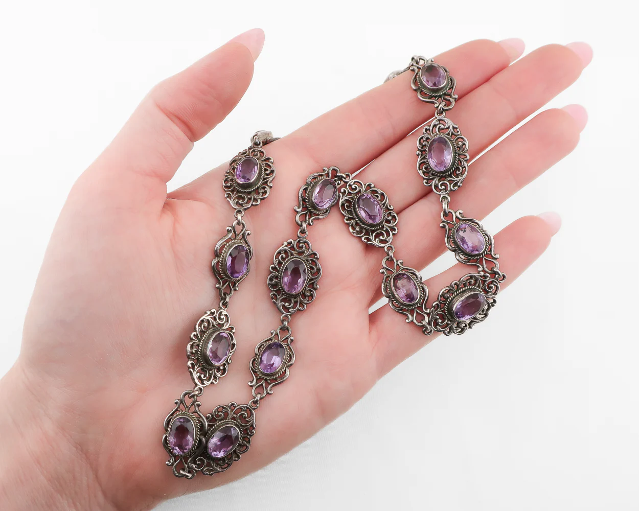 Victorian Silver Amethyst Necklace - Image 4