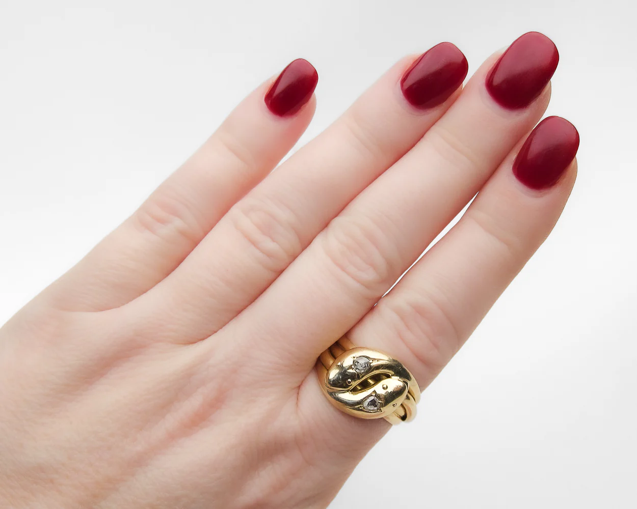 Double-Diamond Victorian Snake Ring - Image 3