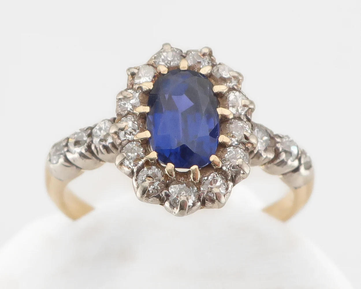 Victorian Sapphire & Diamond Halo Ring