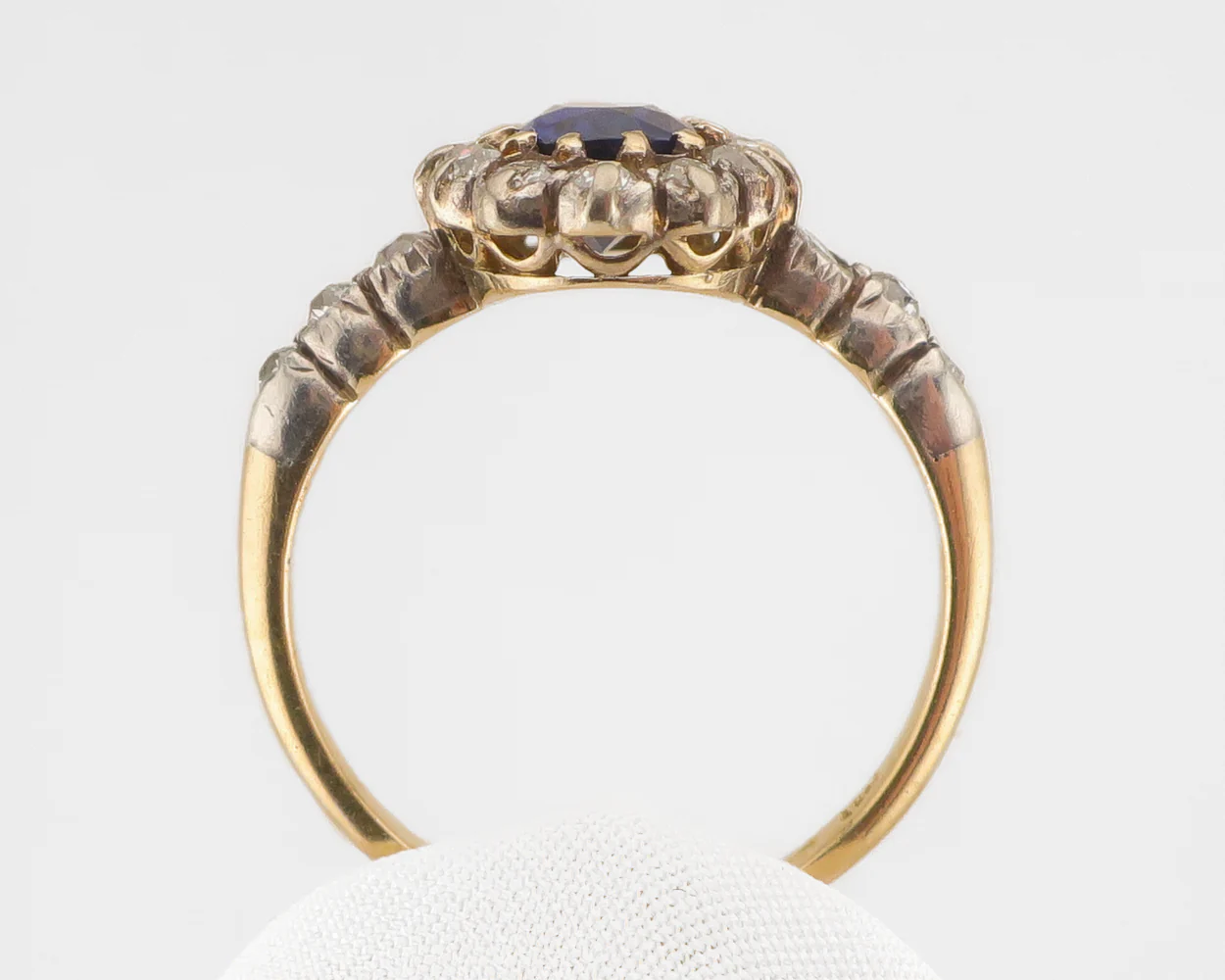 Victorian Sapphire & Diamond Halo Ring - Image 2