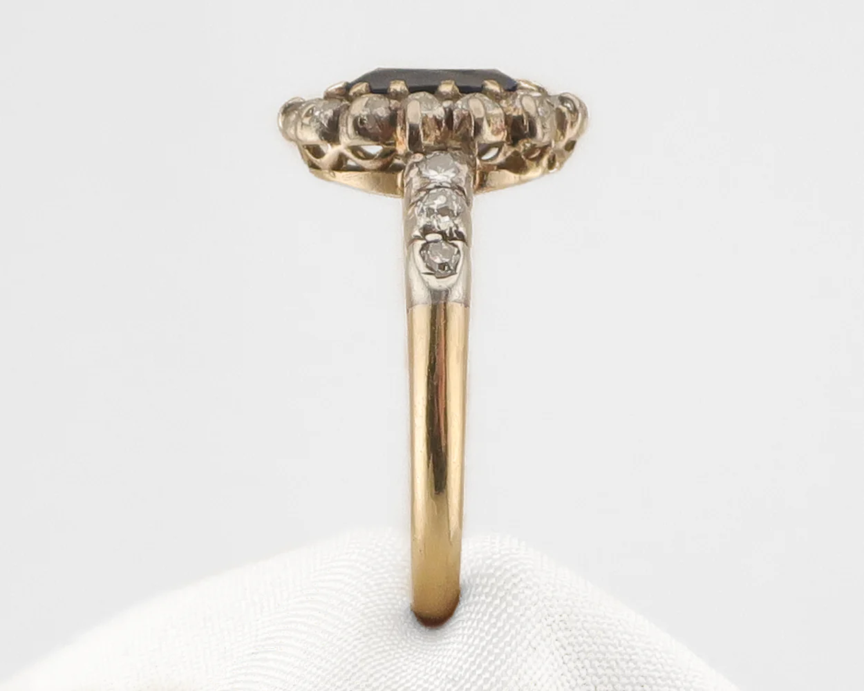 Victorian Sapphire & Diamond Halo Ring - Image 3