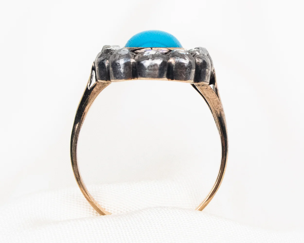 Victorian Turquoise and Rose-Cut Diamond Halo Ring - Image 4