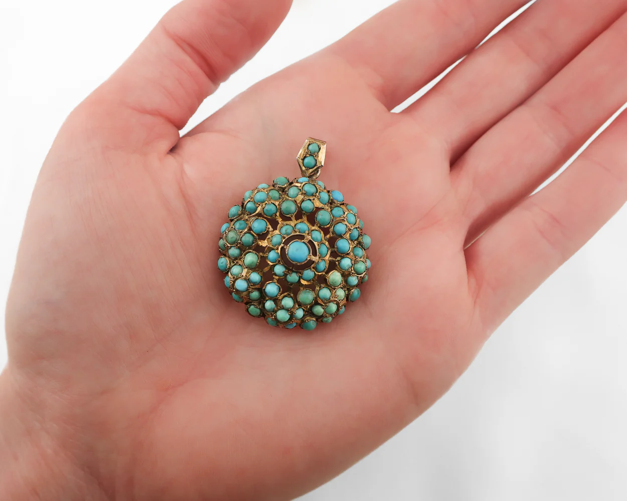 Victorian Turquoise Cluster Pendant - Image 3