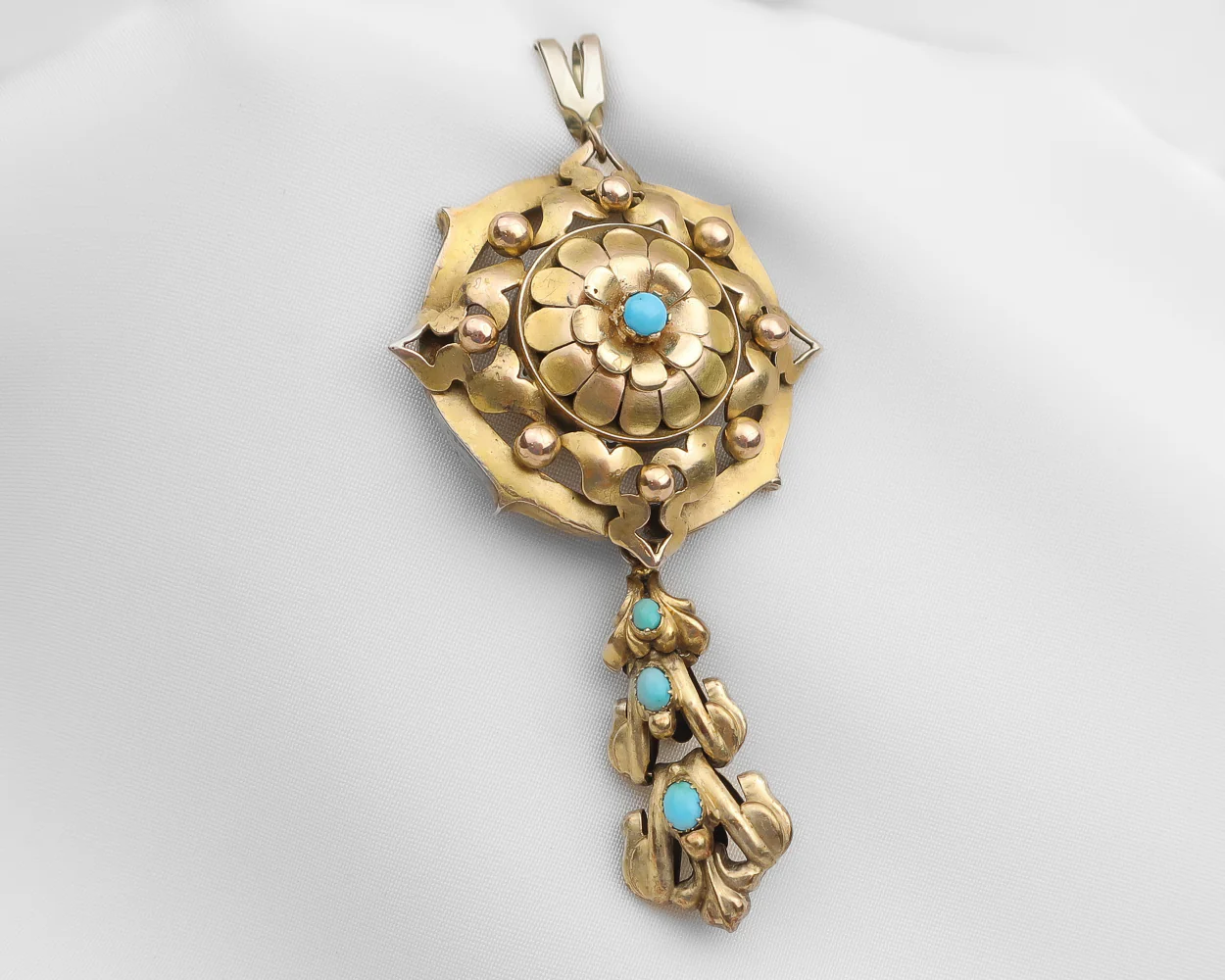 Victorian Gold Turquoise Pendant