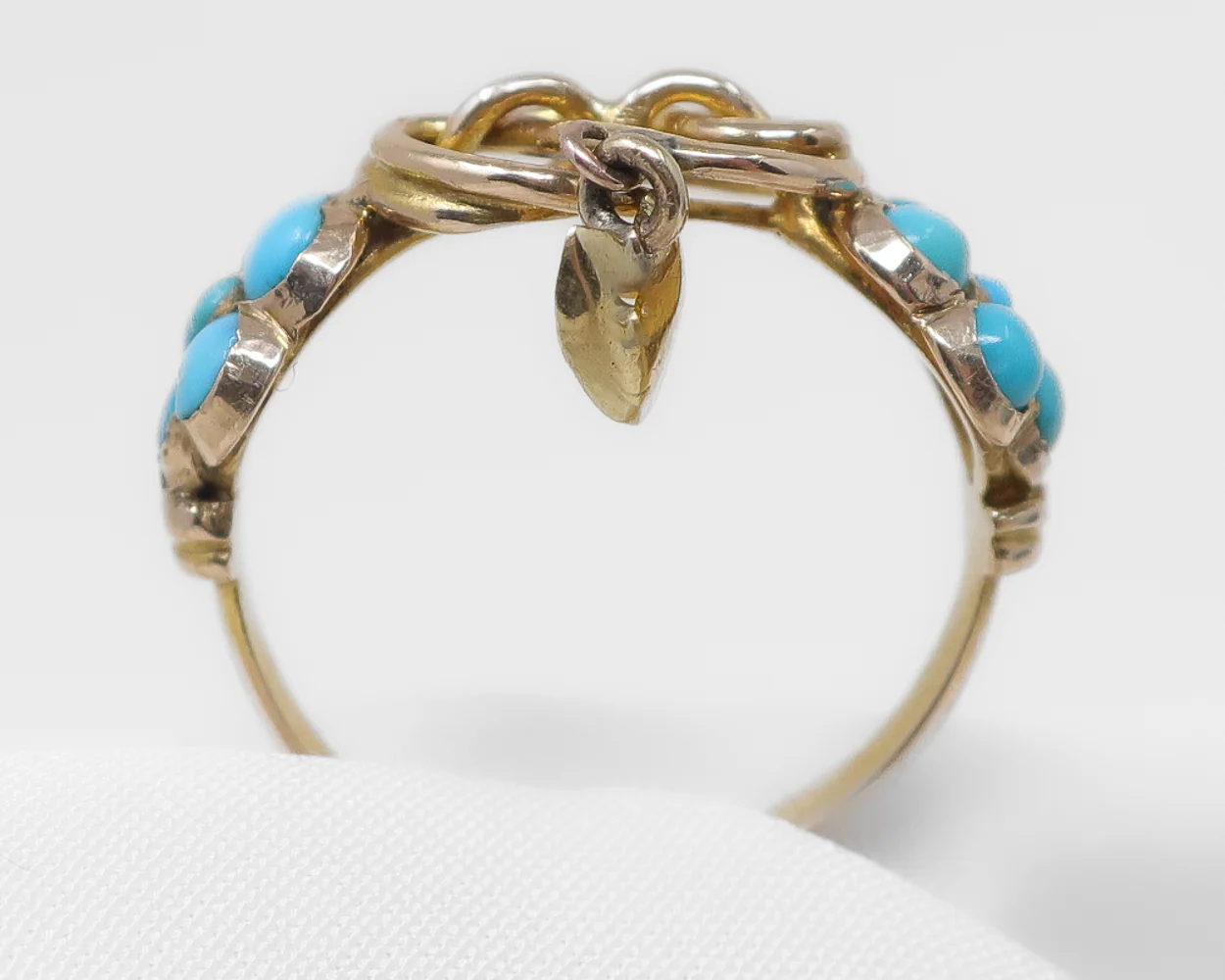 Victorian Turquoise Ring with Heart Charm - Image 3