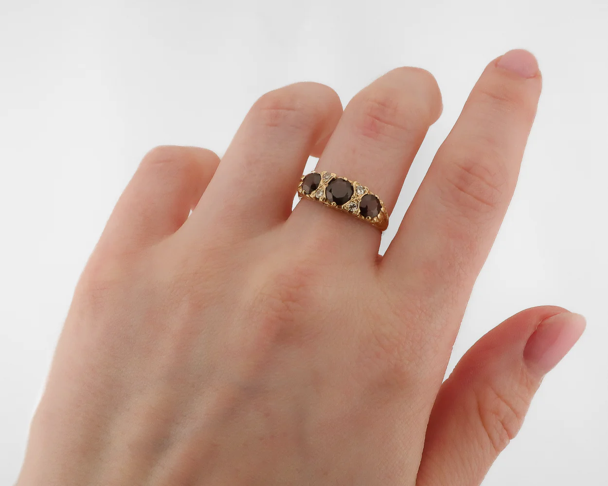 Vintage Garnet & Chrysoberyl Diamond Ring - Image 3